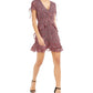 Vestido curto feminino Bar III estampado com babados vermelho escuro tamanho 2
