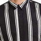 Camisa listrada vertical masculina Sun + Stone, preta, tamanho médio