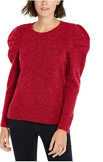 Suéter feminino com manga bufante INC International Concepts, vermelho real, tamanho X-S