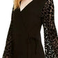 Suéter feminino de veludo com estampa de leopardo da INC International Concepts, preto, tamanho pequeno
