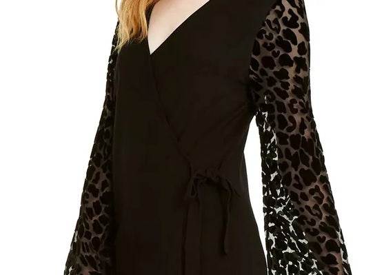 Suéter feminino de veludo com estampa de leopardo da INC International Concepts, preto, tamanho pequeno