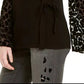 Suéter feminino de veludo com estampa de leopardo da INC International Concepts, preto, tamanho pequeno