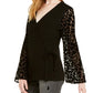 Suéter feminino de veludo com estampa de leopardo da INC International Concepts, preto, tamanho X-S