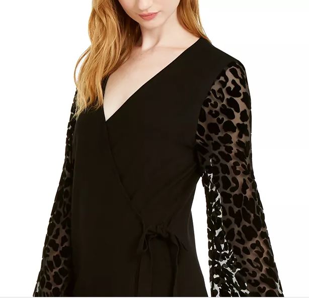 Suéter feminino de veludo com estampa de leopardo da INC International Concepts, preto, tamanho X-S