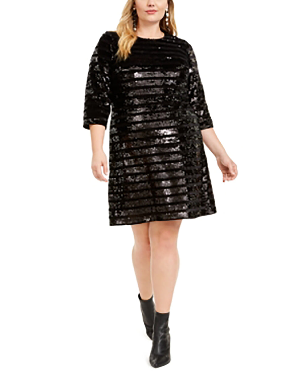 Vestido tubinho plus size com lantejoulas da INC International Concepts para mulheres, preto, tamanho 2X