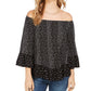 Top feminino estampado ombro a ombro estilo &amp; co, preto, tamanho médio