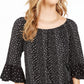 Top estampado ombro a ombro feminino Style &amp; Co, preto, tamanho XX-G