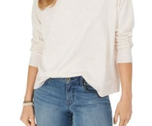 Moletom feminino salpicado estilo &amp; co, branco, tamanho grande