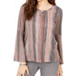 Blusa listrada com manga sino feminina Style &amp; Co, rosa, tamanho pequeno