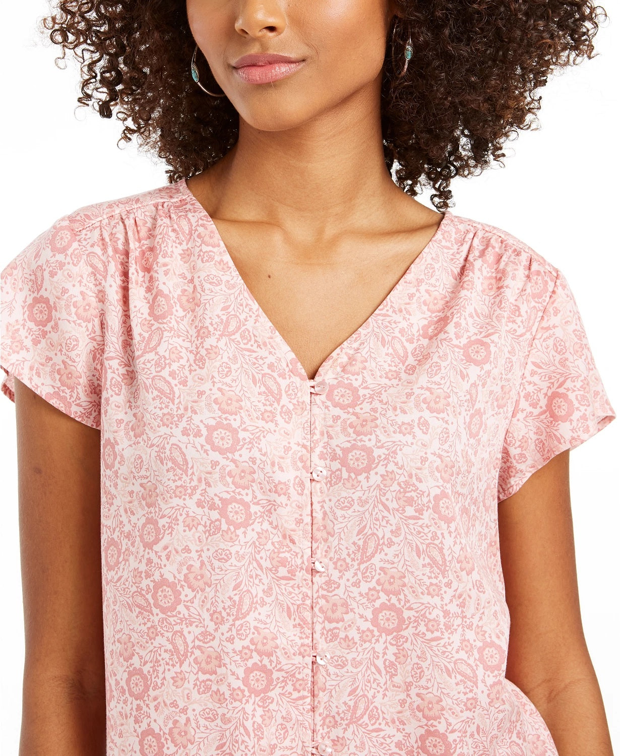 Blusa feminina com botões e estampa floral estilo &amp; co, rosa, tamanho extragrande