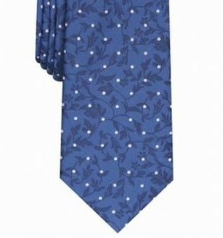 Gravata masculina Bar III Iris Skinny Floral Dot Azul-marinho, tamanho regular