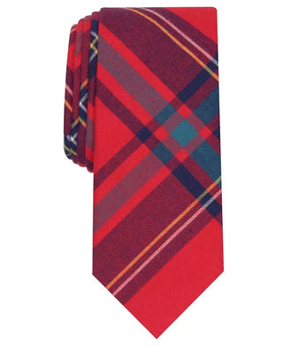 Gravata xadrez skinny Abby masculina Bar III vermelha tamanho regular