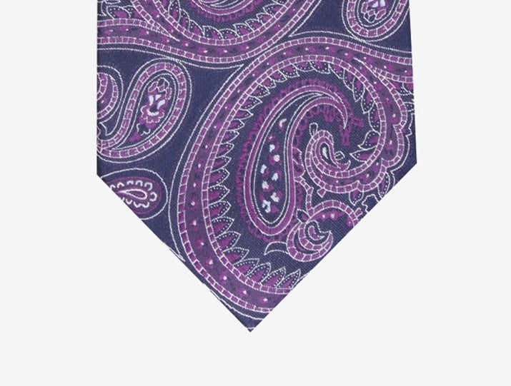 Gravata de seda paisley masculina Tasso Elba roxa tamanho regular