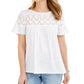 Top de algodão com ilhós feminino Style &amp; Co, branco, tamanho grande