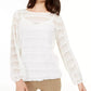 Blusa listrada transparente Alfani feminina, tamanho pequeno, branca