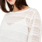 Blusa listrada transparente Alfani feminina, tamanho pequeno, branca