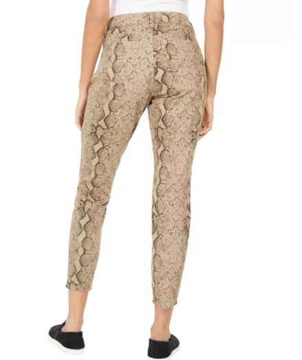 Calça jeans skinny estampada com controle de barriga curvilínea feminina Style &amp; Co, marrom, tamanho 10
