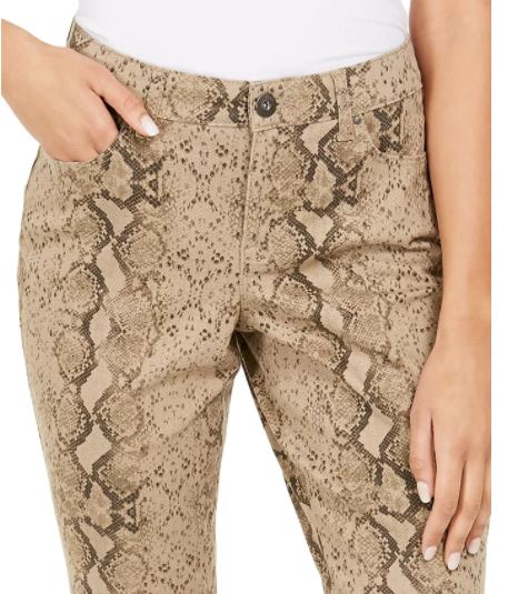 Calça jeans skinny estampada com controle de barriga curvilínea feminina Style &amp; Co, marrom, tamanho 10