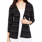 Cardigan feminino Alfani com abertura frontal e ponto pontilhado, preto, tamanho pequeno
