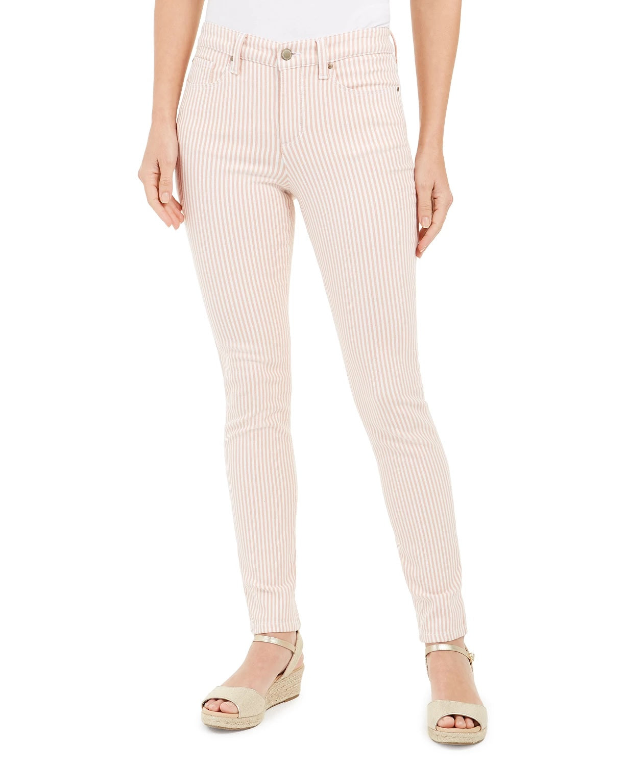 Calça jeans skinny feminina Charter Club com listras estampadas Bristol, rosa, tamanho 6