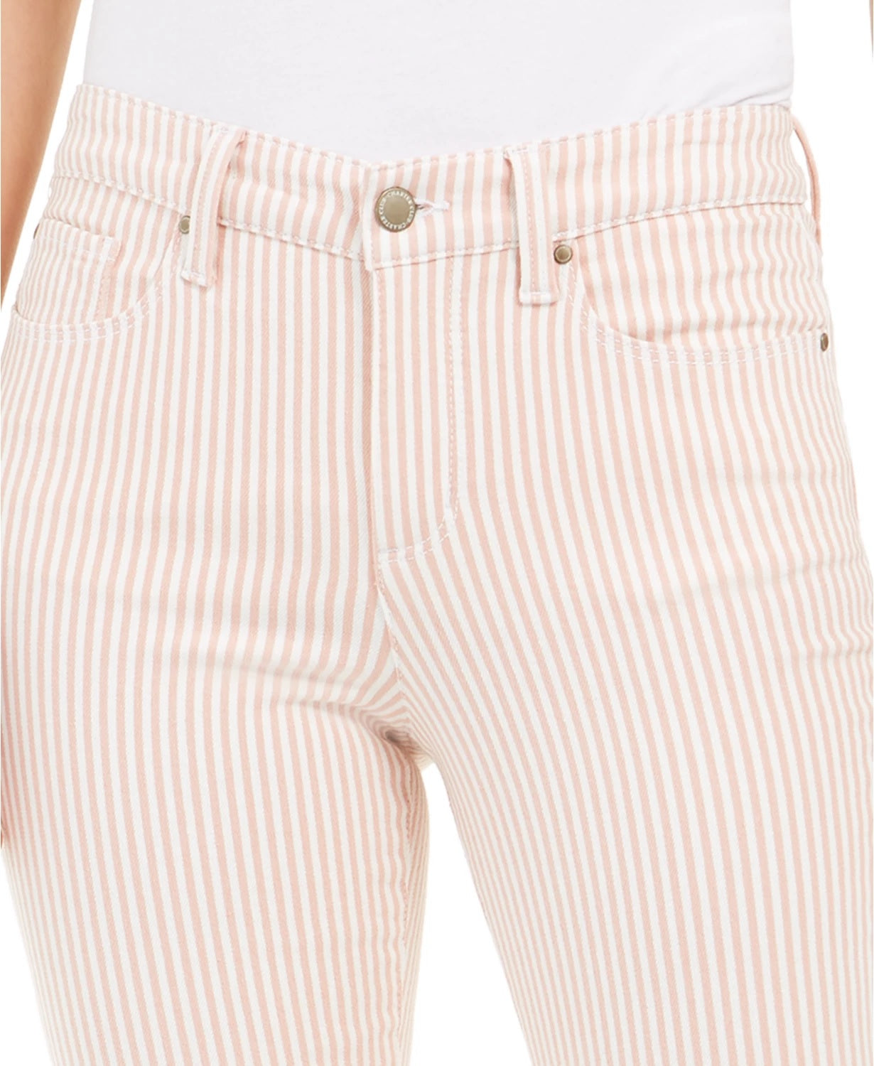Calça jeans skinny feminina Charter Club com listras estampadas Bristol, rosa, tamanho 8