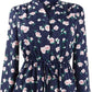 Vestido feminino Maison Jules estampado com bainha dupla e decote aberto, azul-marinho, tamanho grande