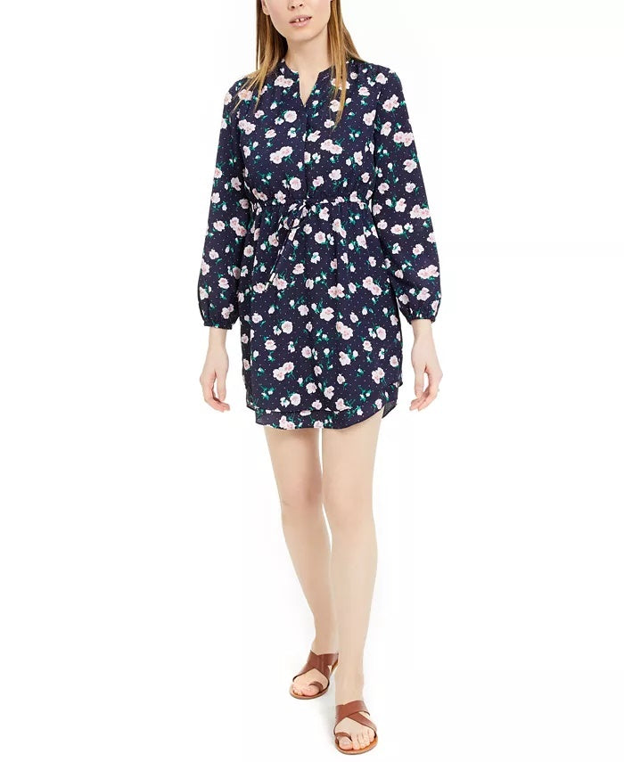 Vestido feminino Maison Jules estampado com bainha dupla e decote aberto, azul-marinho, tamanho extragrande