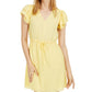 Vestido feminino Maison Jules com estampa e cordão na cintura, tamanho médio, amarelo, grande