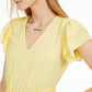 Vestido feminino Maison Jules com estampa e cordão na cintura, tamanho médio, amarelo, grande