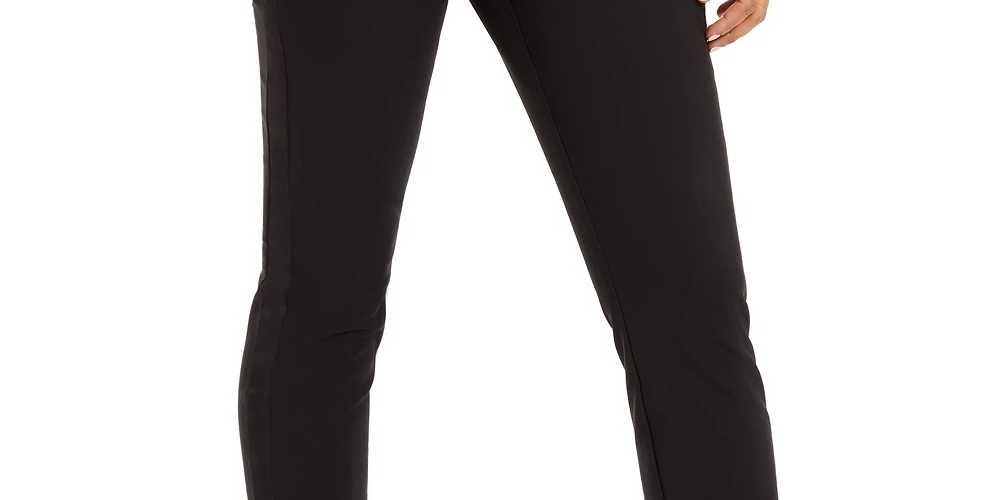 Calça feminina afunilada com detalhe de laço, preta, tamanho 16, da INC International Concepts