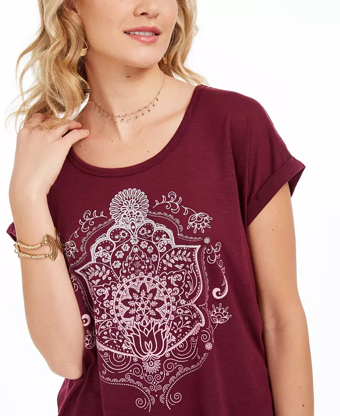 Camiseta feminina gráfica Style &amp; Co, roxa, tamanho extra pequeno
