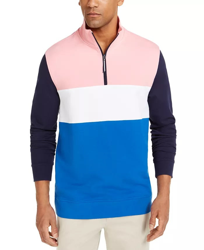Moletom Club Room Masculino Regular Fit Colorblocked 1/4 Zip Rosa Tamanho Médio