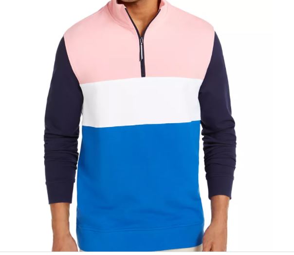 Moletom Club Room Masculino Regular Fit Colorblocked 1/4 Zip Rosa Tamanho Médio
