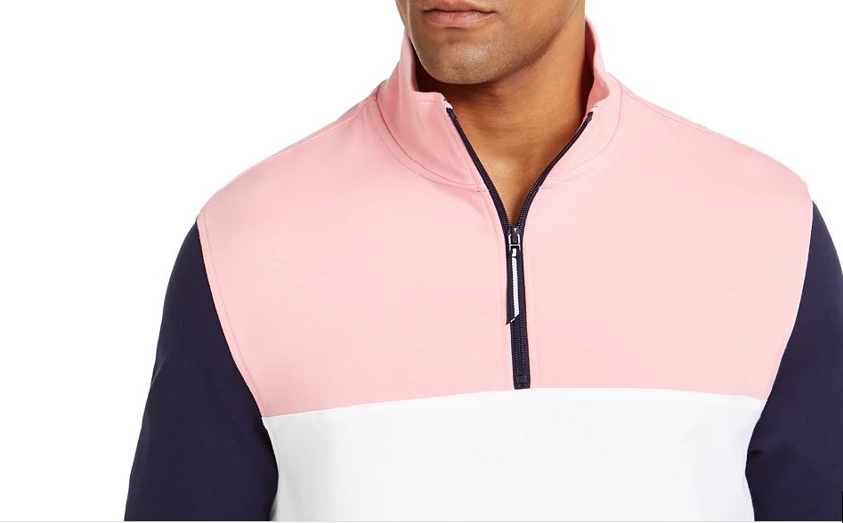 Moletom Club Room Masculino Regular Fit Colorblocked 1/4 Zip Rosa Tamanho Médio