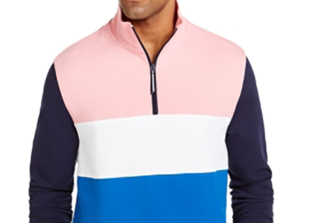 Moletom Club Room Masculino Regular Fit Colorblocked com Zíper 1/4 Rosa Médio Tamanho P