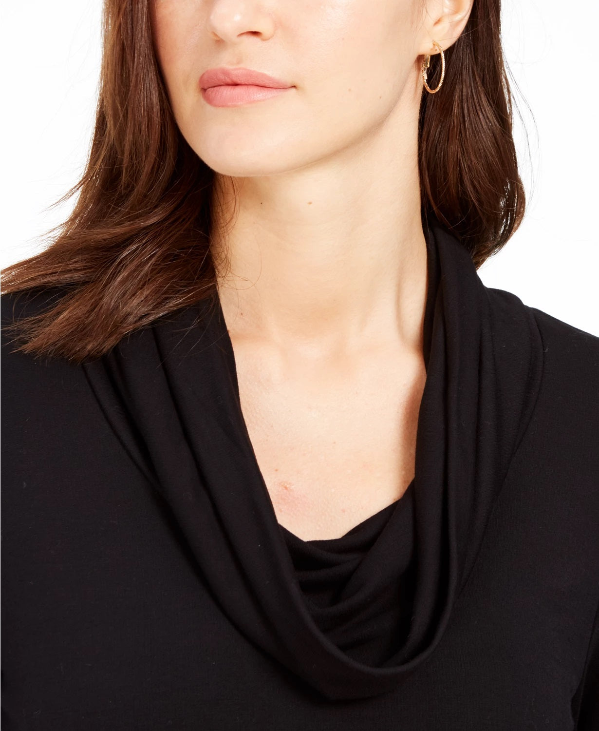 Blusa feminina Charter Club com decote careca, preta, tamanho pequeno