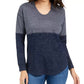 Moletom com capuz feminino estilo colorblock azul marinho tamanho grande