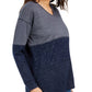 Moletom com capuz feminino estilo colorblock azul marinho tamanho grande