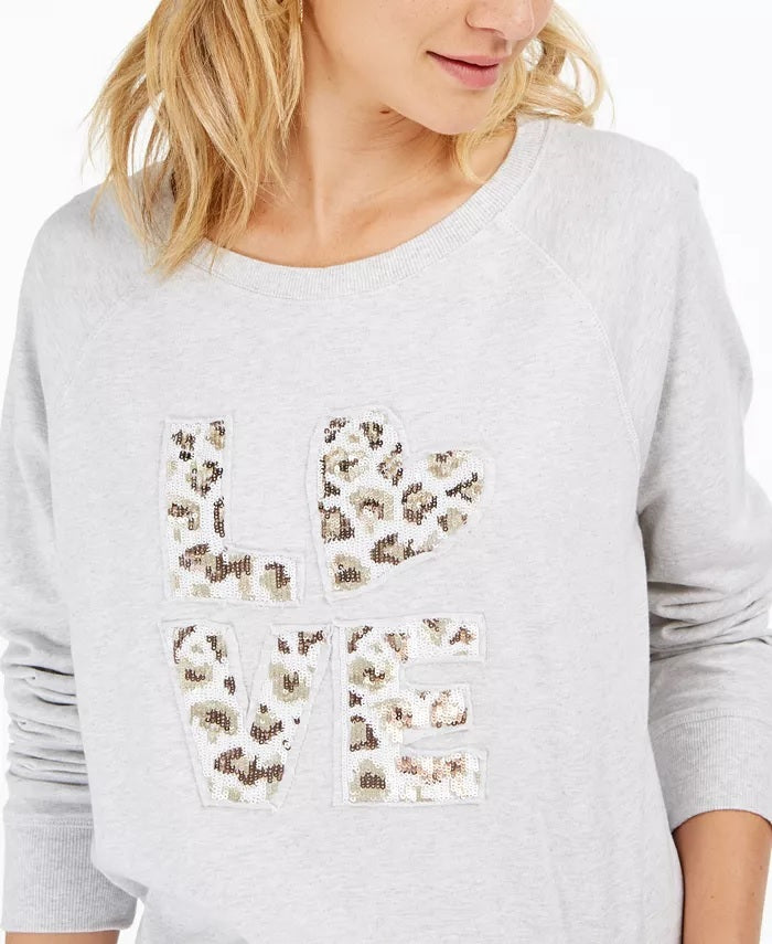 Moletom feminino de algodão com estampa gráfica estilo &amp; co, cinza, tamanho extragrande