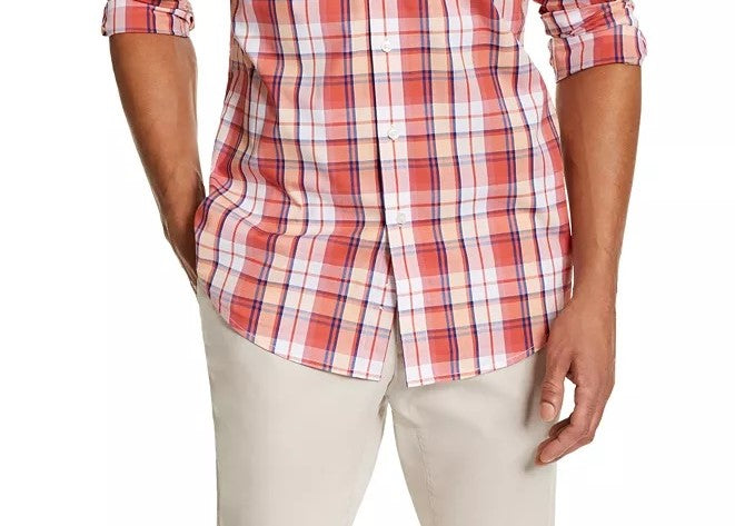 Camisa xadrez masculina Club Room vermelha tamanho pequeno