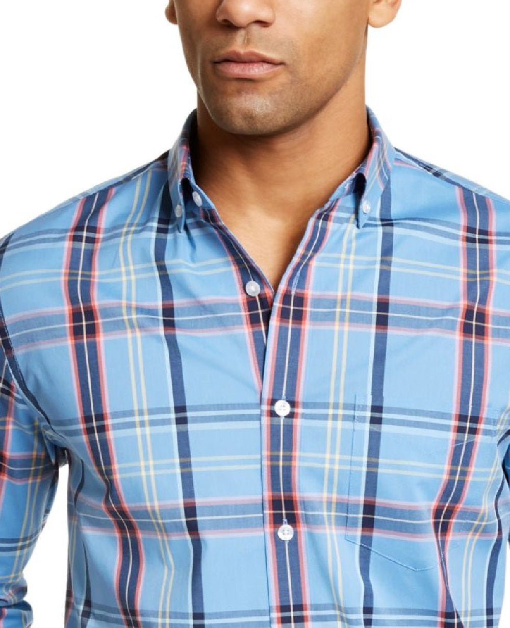 Camisa xadrez masculina Club Room, azul marinho, tamanho pequeno