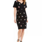 Vestido feminino Karen Scott com decote aberto e bordado, tamanho grande, preto
