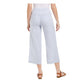 Calça cropped feminina estilo &amp; co, de linho, perna larga, azul, tamanho médio
