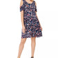 Vestido feminino estilo &amp; co com estampa de ombro vazado e comprimento médio, azul marinho