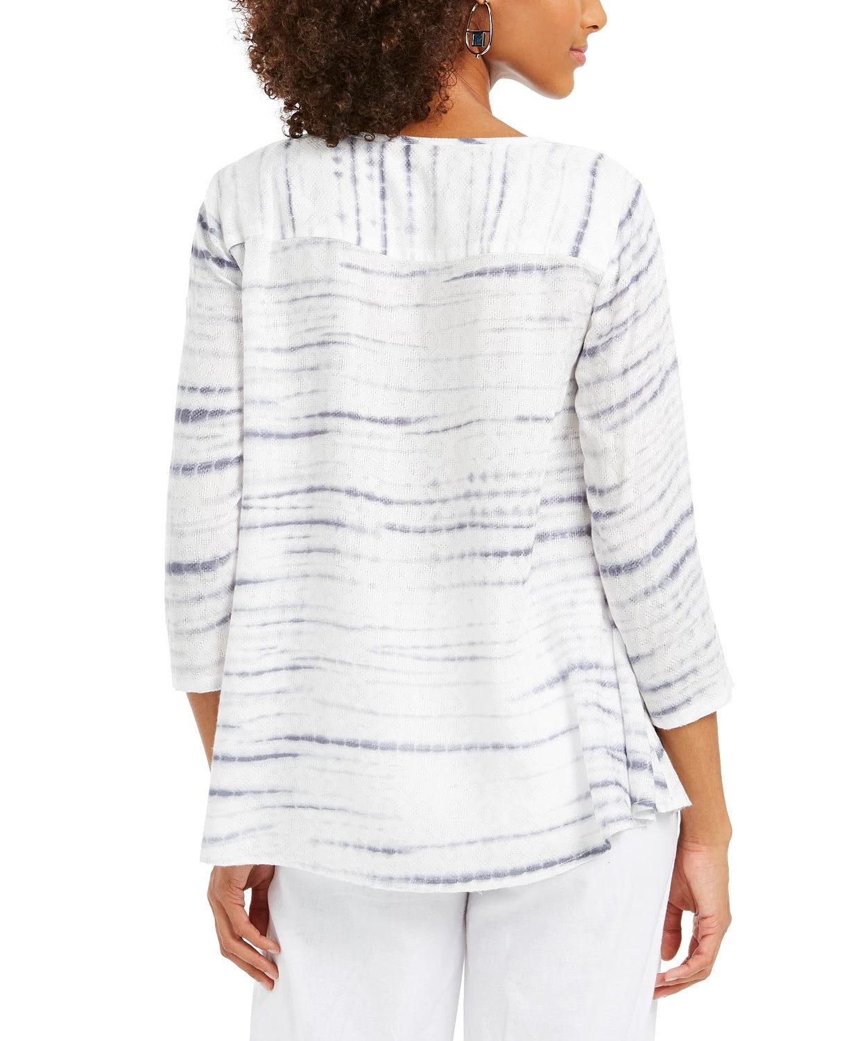 Blusa feminina estilo &amp; co com estampa e botões, azul marinho, tamanho pequeno