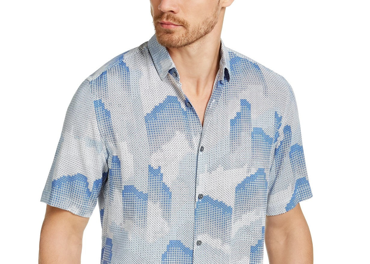Camisa Alfani Masculina Fallen Geo Print Azul Marinho Tamanho Grande