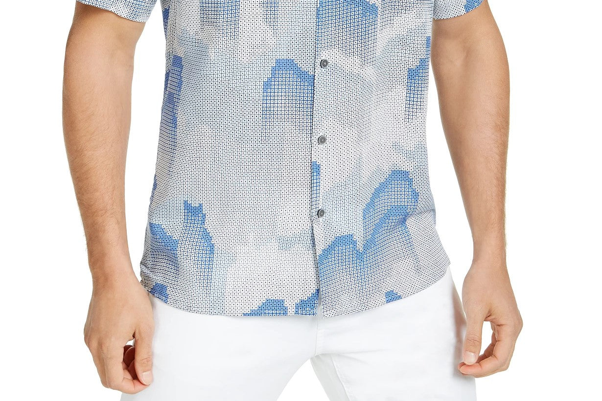 Camisa Alfani Masculina Fallen Geo Print Azul Marinho Tamanho Grande