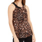 Blusa feminina pequena com estampa de gato e decote redondo, preta, tamanho médio, da INC International Concepts
