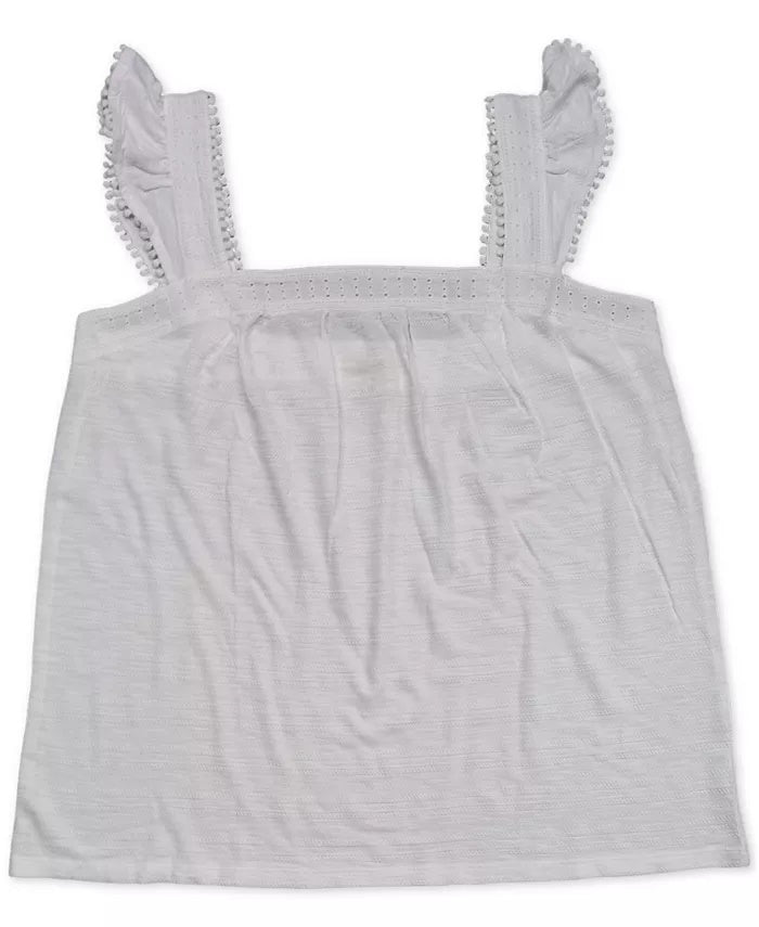 Regata feminina bordada com alças largas estilo &amp; co, branca, tamanho extrapequeno
