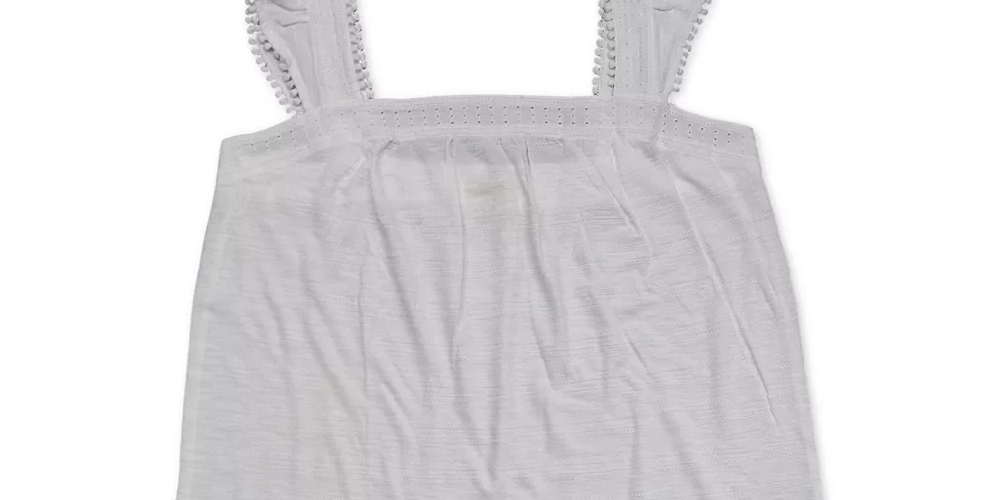 Regata feminina bordada com alças largas estilo &amp; co, branca, tamanho extrapequeno